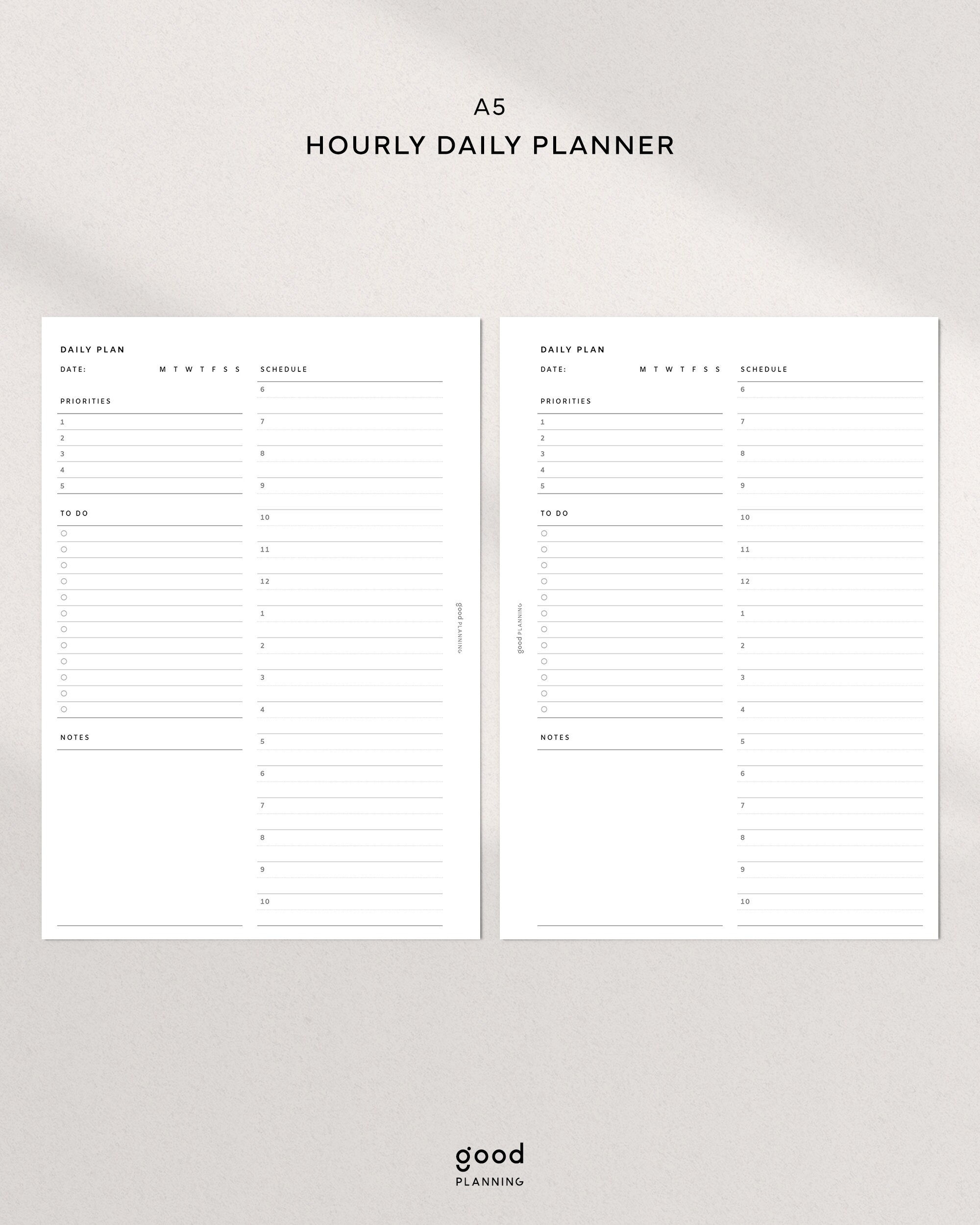 Hourly Daily Planner Printable | A5 Inserts| Simple Today Template PDF ...