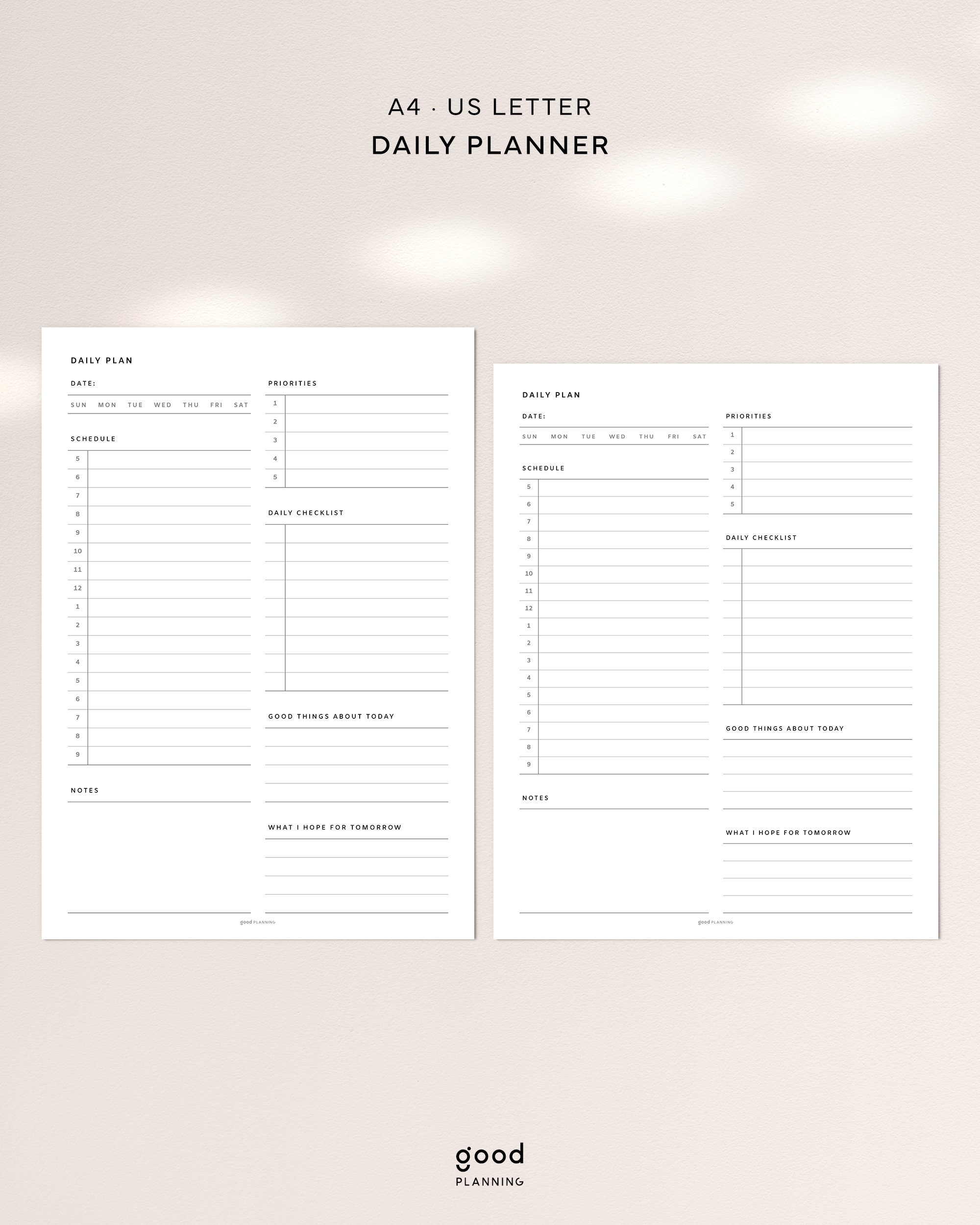 Daily Planner Printable | A4 US Letter, PDF| Hourly Schedule | Today ...