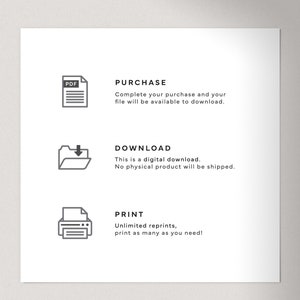 May include: How it works: Purchase, download, and print a digital file.  The file is a PDF and can be printed as many times as needed.  No physical product will be shipped.