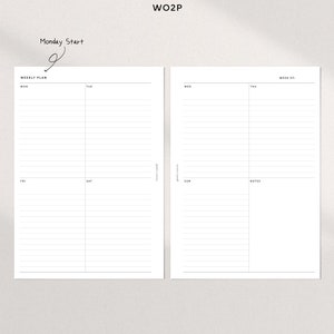 Week on Two Pages | WO2P | Undated Weekly Planner | A5 Ring Printable ...