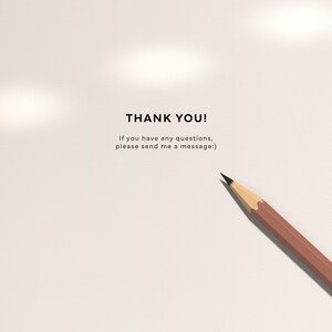 May include: A white background with the text "THANK YOU! If you have any questions, please send me a message:)" and a brown pencil with a black eraser on the right side of the image. The text "good PLANNING" is at the bottom of the image.
