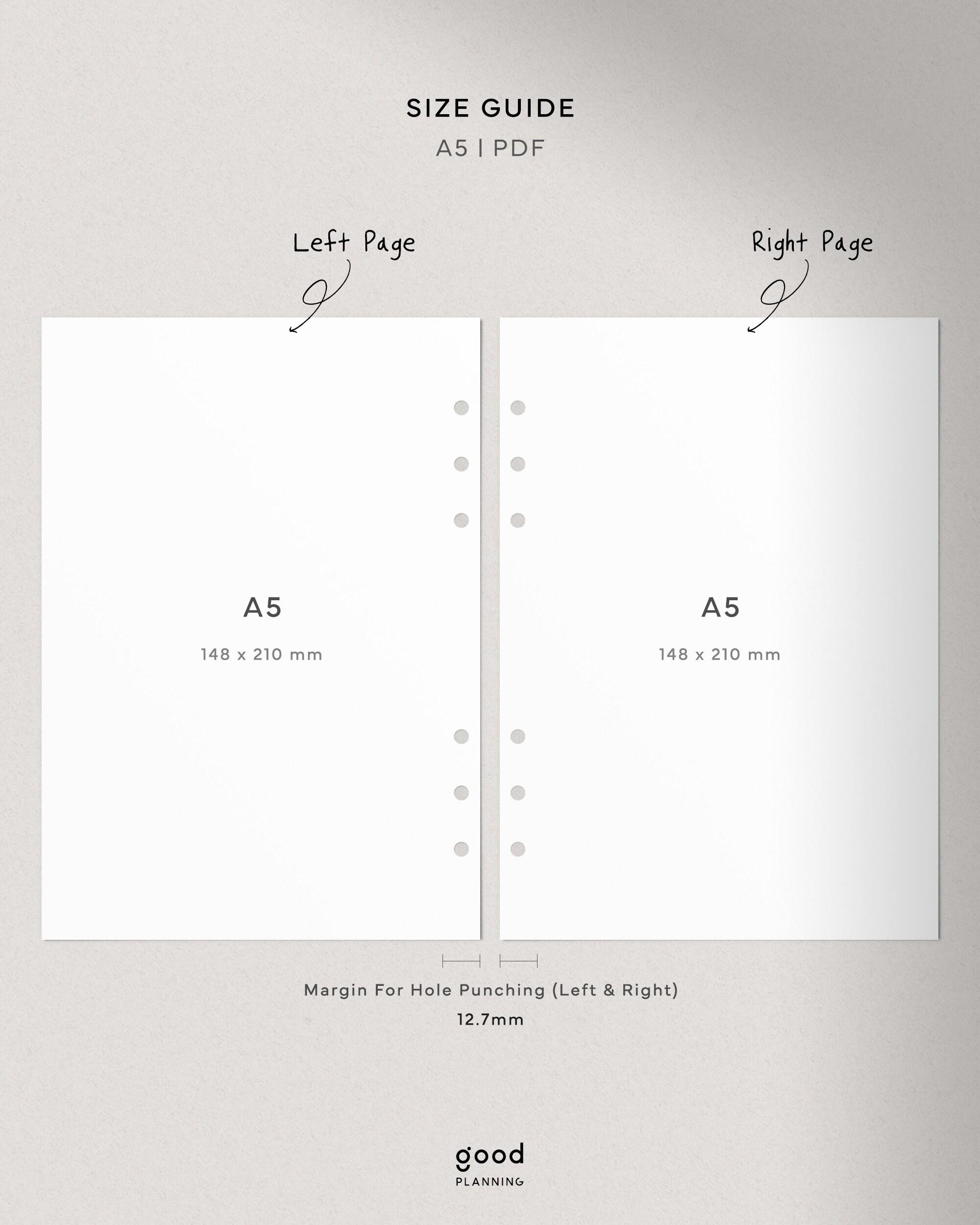 Week on Two Pages | WO2P | Undated Weekly Planner | A5 Ring Printable ...