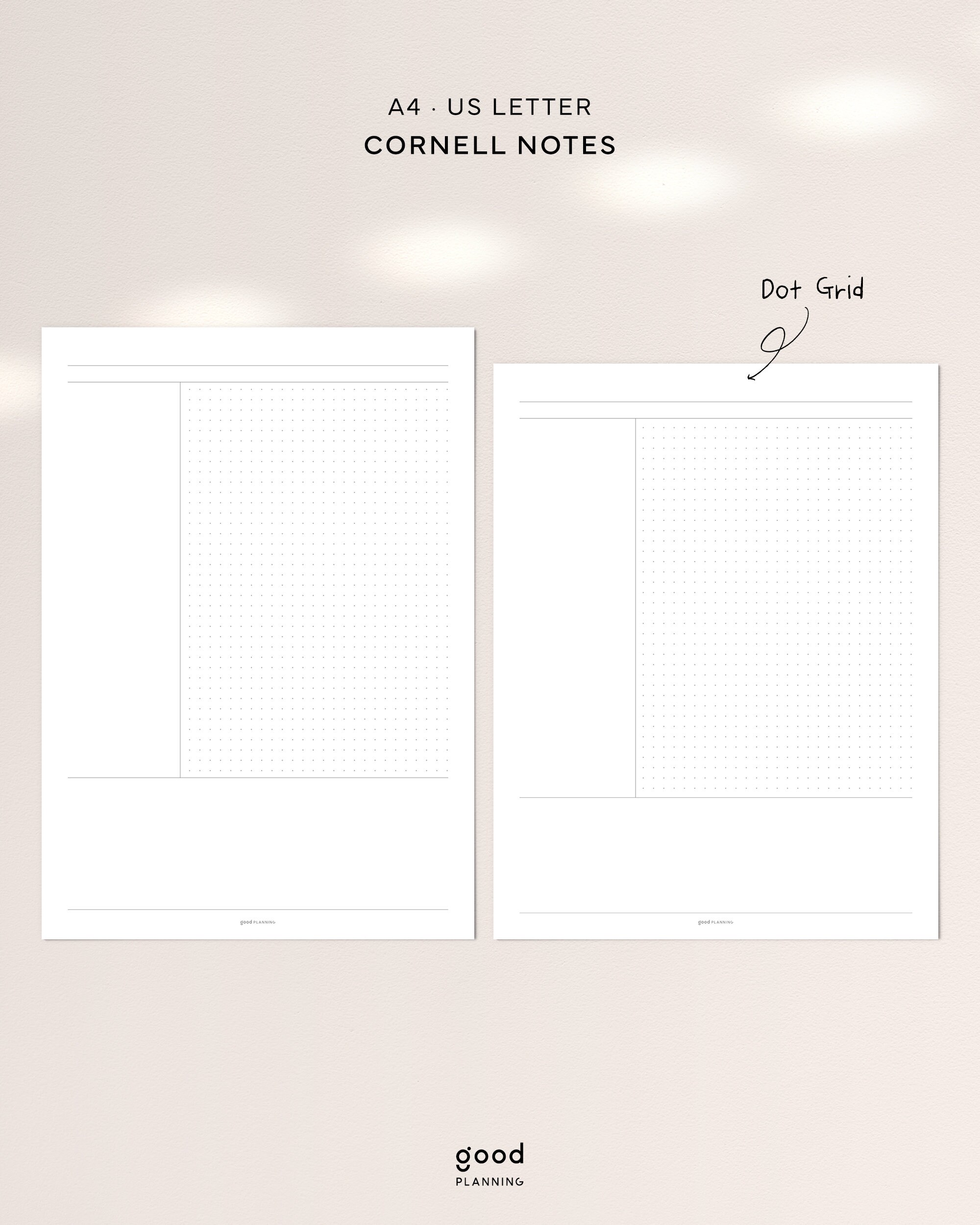 Cornell Graph Notes Cornell Notes Set| A4, US Letter | Printable PDF |lined,graph,dot Grid ...
