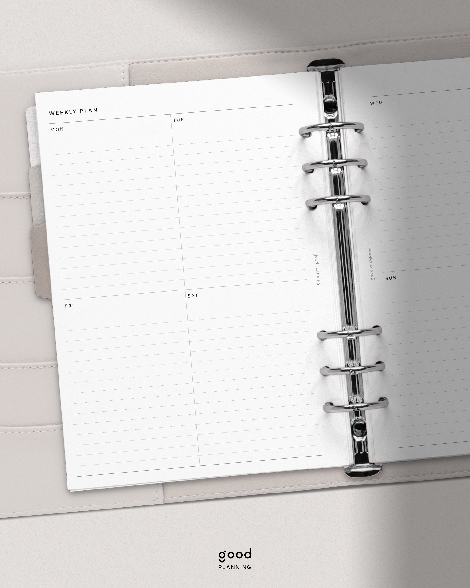 Week on Two Pages | WO2P | Undated Weekly Planner | A5 Ring Printable ...