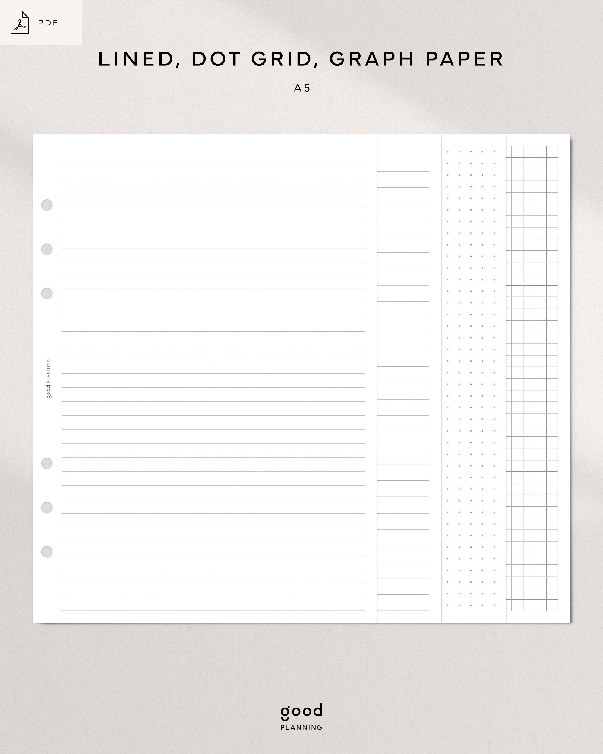 Dot Grid Lined Paper A6 Inserts, Printable Writing Paper Blank Notes, Study  Note Template, Lecture Notes Taking 