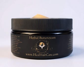Crema de mantequilla para cabello y barba - Karité, Aloe, Rosa / Hidratante herbal blanco de 237 ml