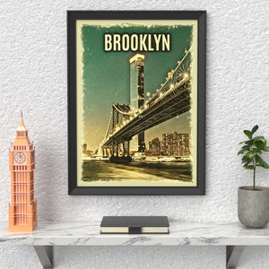 Brooklyn Bridge Print, New York Poster, Printable Wall Art, Digital Painting Wall Art, New York Printable Poster