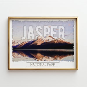 Jasper National Park Wall Art, Vintage Print, Jasper Travel Art, Landscape Wall Art, Digital Download, Printable Jasper Wall Art