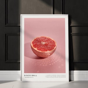 Trendige Disco Wand Kunst Pink Disco Grapefruit Druck Trendige Disco Ball Poster Preppy Küche Wand Dekor Funky Wand Kunst Sofortiger digitaler Download