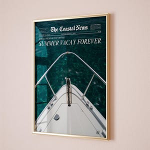 Preppy Coastal Wall Art Yacht Poster Trendy Newspaper Print Yacht Poster Summer Dorm Room Decor Old Money Aesthetic Instant Digital Download