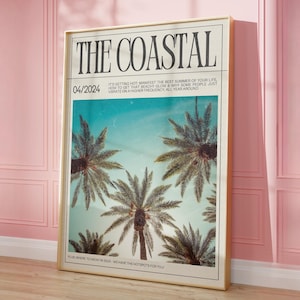 Coastal Wall Art Trendy Magazine Cover Art Palm Tree Print California Wall Art Coastal Surf Print Beachy Dorm Decor Instant Digital Download