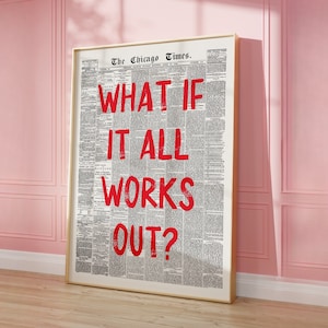 新聞ウォールアート What If All Works Out ポスター タイポグラフィ プリント レトロ シカゴタイムズ 新聞 ヴィンテージ デコレーション インスタントデジタルダウンロード