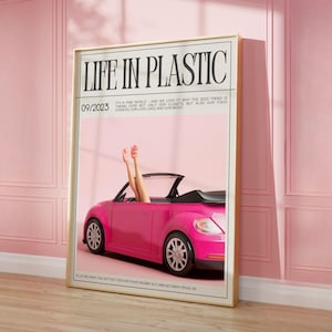 Preppy Pink Zeitung Print Magazin Cover Poster Rosa Puppe Wand Kunst Girly Wohnheim Zimmer Dekor Dopamin Wand Kunst Sofortiger digitaler Download