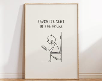 Toilet Wall Art Funny Bathroom Poster Cute Toilet Print Favourite Seat In The House Print Trendy Toilet Quote Print Instant Digital Download