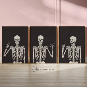 Funny Skeletons Art Prints: Trendy Halloween Wall Decor (Digital Download)