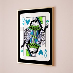 Herzkönigin Spielkarte Funky Wandkunst Pink Dopamin-Dekor Preppy Wandkunst Y2K Zimmer Dekor Maximalist Wandkunst Sofortiger digitaler Download