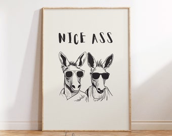 Funny Donkey Bathroom Poster: Trendy Toilet Art Print (Digital Download)