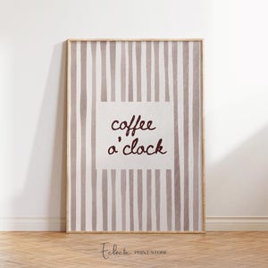 Coffee O'Clock Kitchen Wall Art, Neutral Coffee Print, Cafe Typography Poster, Minimal Kitchen Decor, Cozy Coffee Wall Art, Digital Download