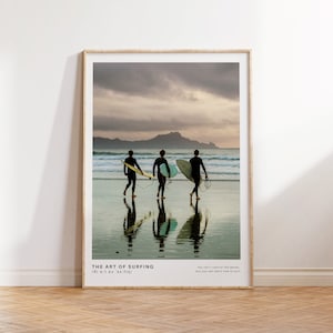 Impresión fotográfica de surfista: Arte mural costero playero (descarga digital)