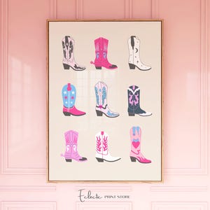 Girly Cowboy Boots Print: Western Dorm Decor (Digital Download)