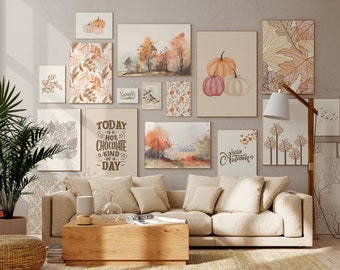 Autumn Gallery Wall Set of 24 Prints Fall Wall Art Neutral Autumn Gallery Earthy Seasonal Decor Eclectic Print Set Instant Digital Download