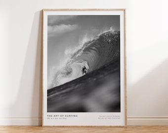 Surf Wall Art Retro Black And White Photography Print The Art Of Surfing Poster Coastal Print Vintage Surf Wall Art Instant Digital Download
