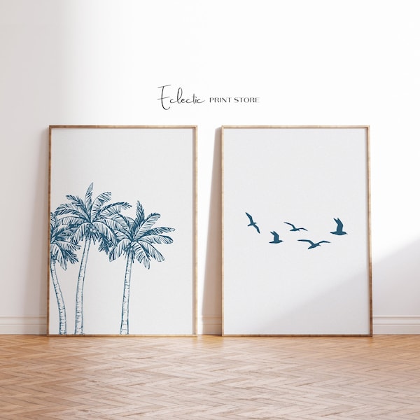 Coastal Print Set of 2 Summer Poster Softness Art Print Nautical Wall Art Set Nautical Decor Summer Gallery Set Instant Digital Download