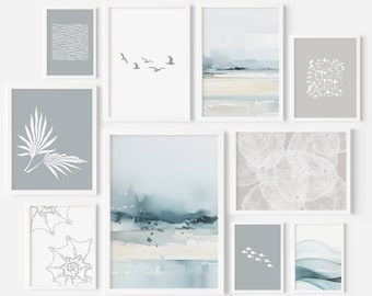 Beach House Gallery Wall Set of 20 Prints Neutral Coastal Wall Art Eclectic Summer Gallery Soft Color Wall Art Instant Digital Download