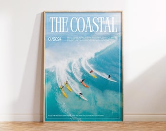 Surf Wall Art Trendy Coastal Magazine Poster Preppy Coastal Wall Art Retro Surf Magazine Print Trendy Newspaper Art Instant Digital Download