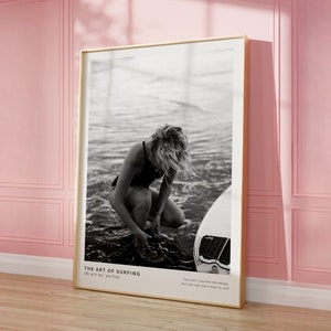Coastal Wall Art Retro Black And White Photography Print The Art Of Surfing Wall Art Surf Print Beach House Decor Instant Digital Download