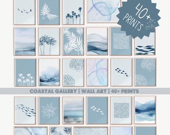 Coastal Gallery Bundle Set of 40+ Prints Nautical Decor Boho Beach Gallery Coastal Wall Art Large Eclectic Gallery Instant Digital Download