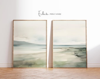 Pastel Beach Print Neutral Art Set of 2 Modern Seascape Ocean Print Set of 2 Softness Art Print Instant Digital Download