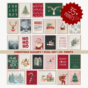 Christmas Gallery Wall Set of 35+ Prints Eclectic Festive Gallery Cute Christmas Wall Art Trendy Christmas Decor Instant Digital Download