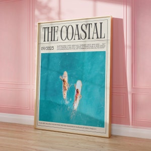 Coastal Cowgirl Wall Art Beachy Magazine Cover Trendy Newspaper Print Beachy Dorm Room Decor Girly Surf Wall Art Instant Digital Download