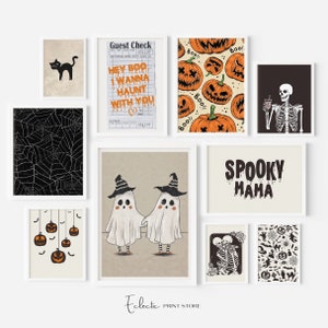 Halloween Wall Decor Set of 10 Prints Spooky Gallery Wall Eclectic Prints Autumn Home Decor Trendy Spooky Wall Art Instant Digital Download