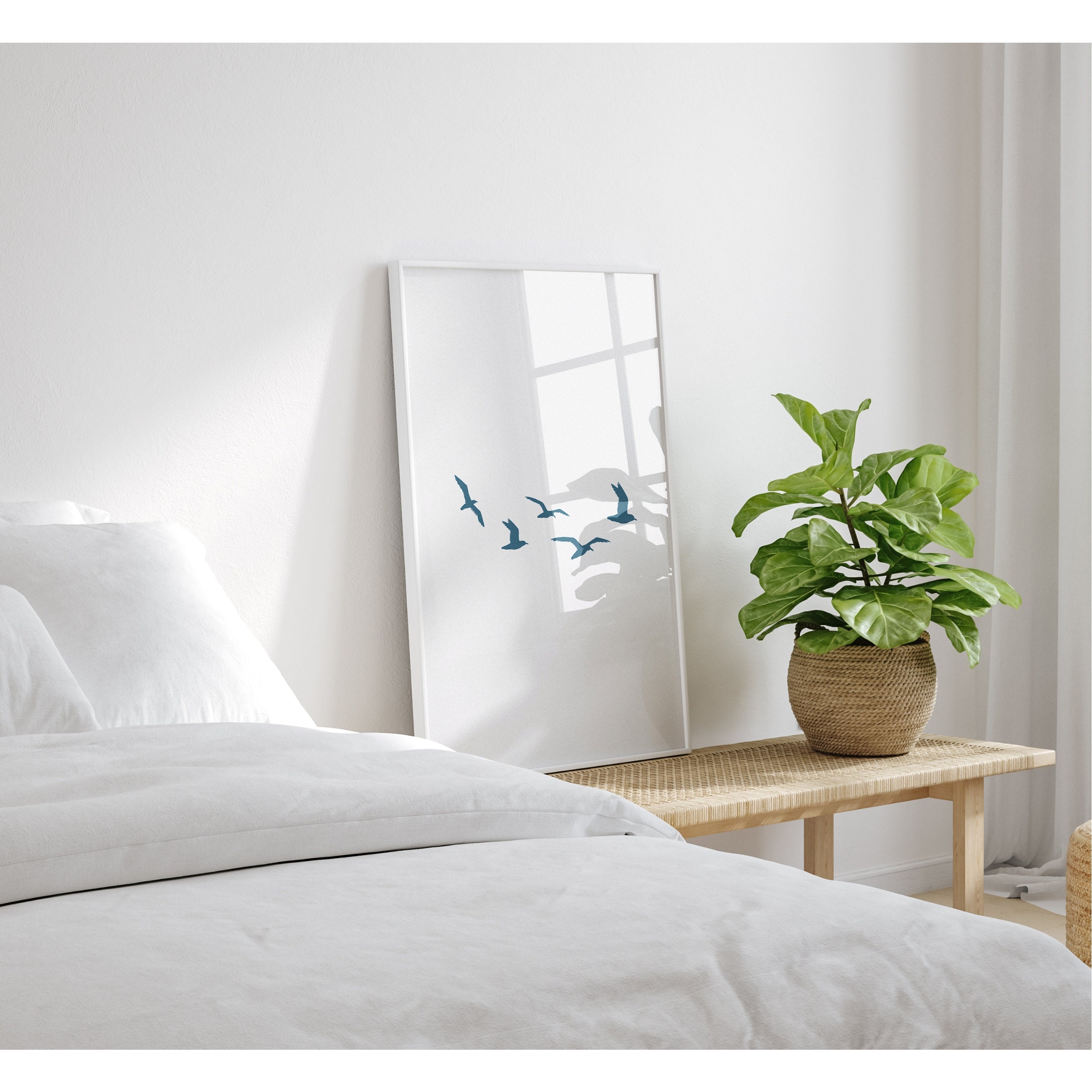 Coastal Wall Art Seagull Print Minimalist Beach Decor Neutral Wall Art ...