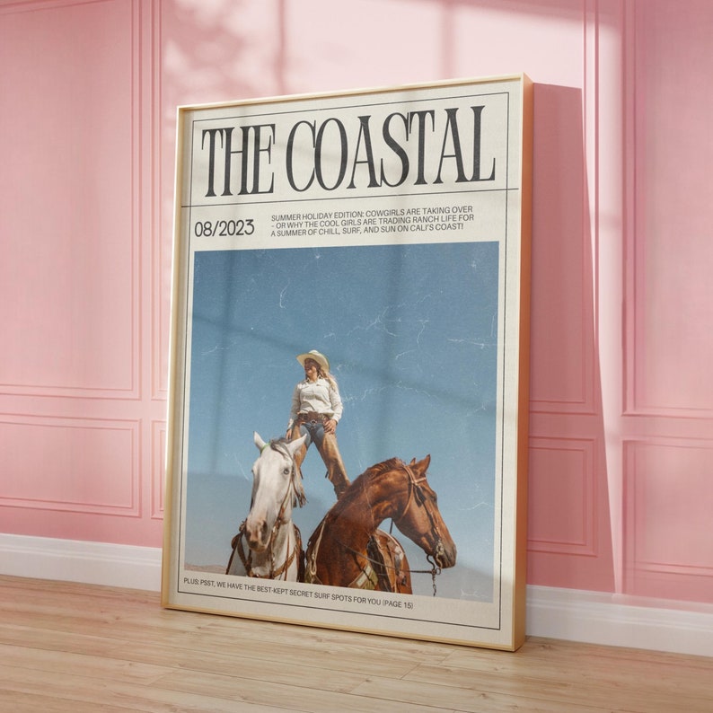 Cowgirl Poster Magazine Cover Print Coastal Cowgirl Wall Art Preppy ...