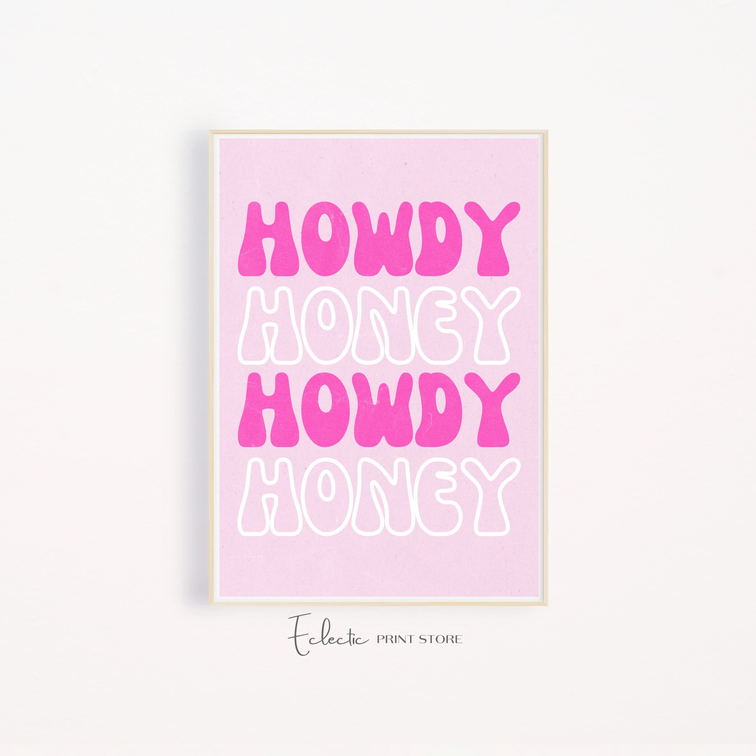 Howdy Honey Print Pink Western Wand Kunst Girly Cowgirl Room Etsy.de
