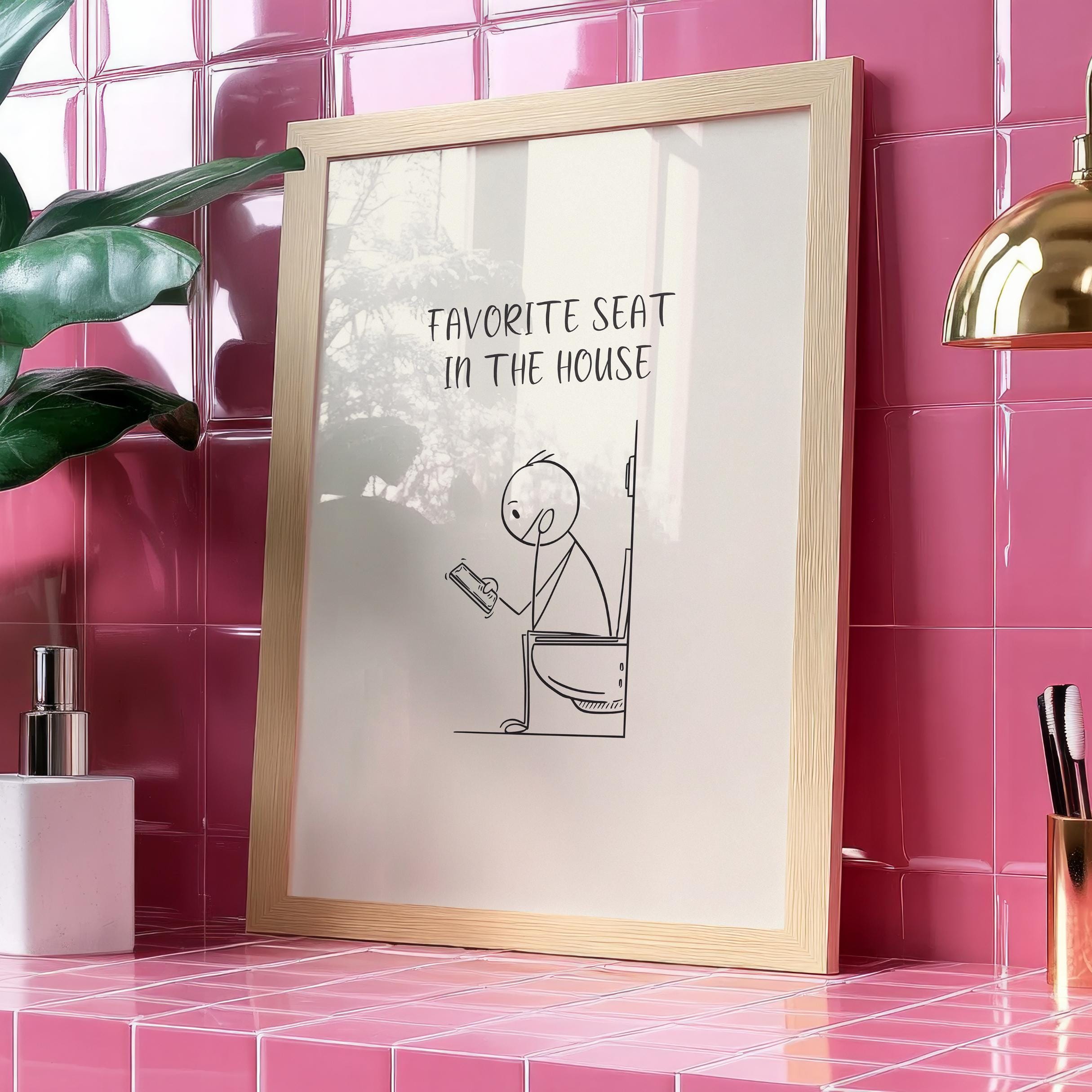 Toilet Wall Art Funny Bathroom Poster Cute Toilet Print Favourite Seat ...