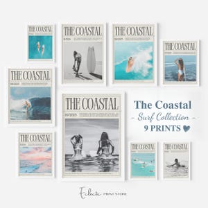 Coastal Wall Art Set of 9 Prints Trendy Magazine Cover Girly Surf Wall Art Coastal Cowgirl Poster Beachy Gallery Wall Decor Digital Download