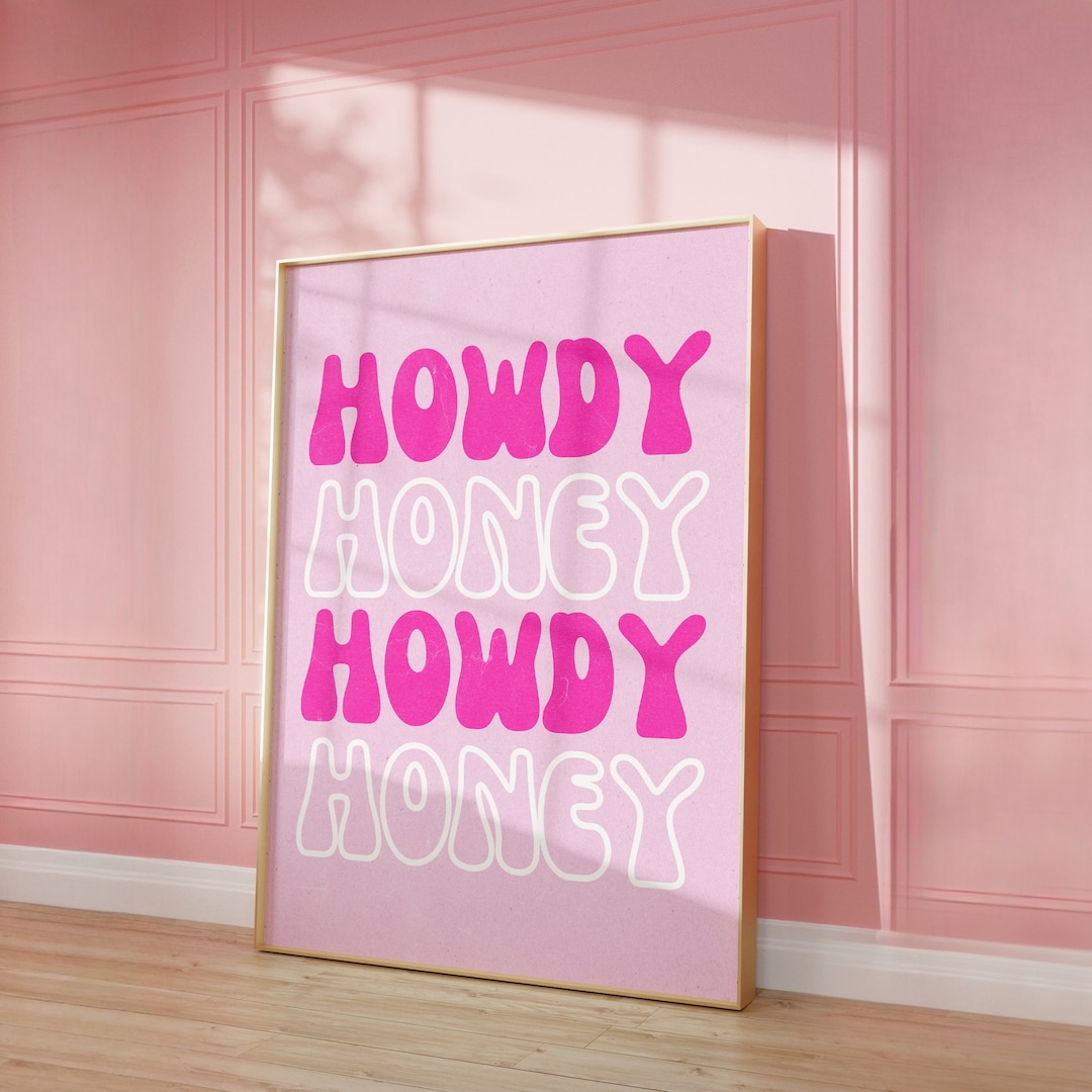 Howdy Honey Print Pink Western Wand Kunst Girly Cowgirl Room Etsy.de
