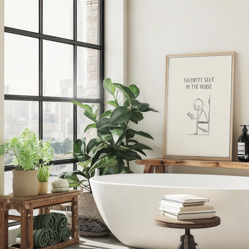 Toilet Wall Art Funny Bathroom Poster Cute Toilet Print Favourite Seat ...