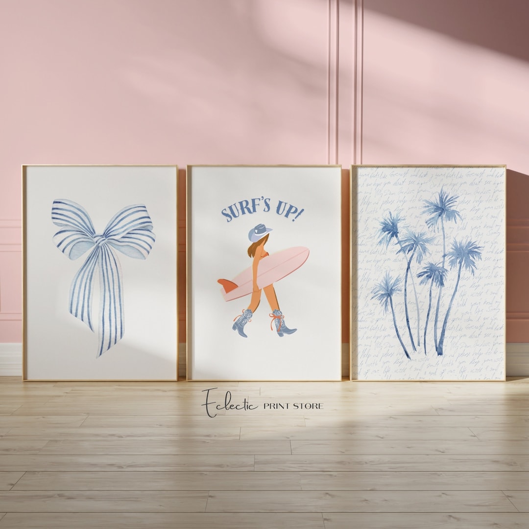 Coastal Cowgirl Wall Art Set of 3 Prints Beachy Coquette Decor Baby ...