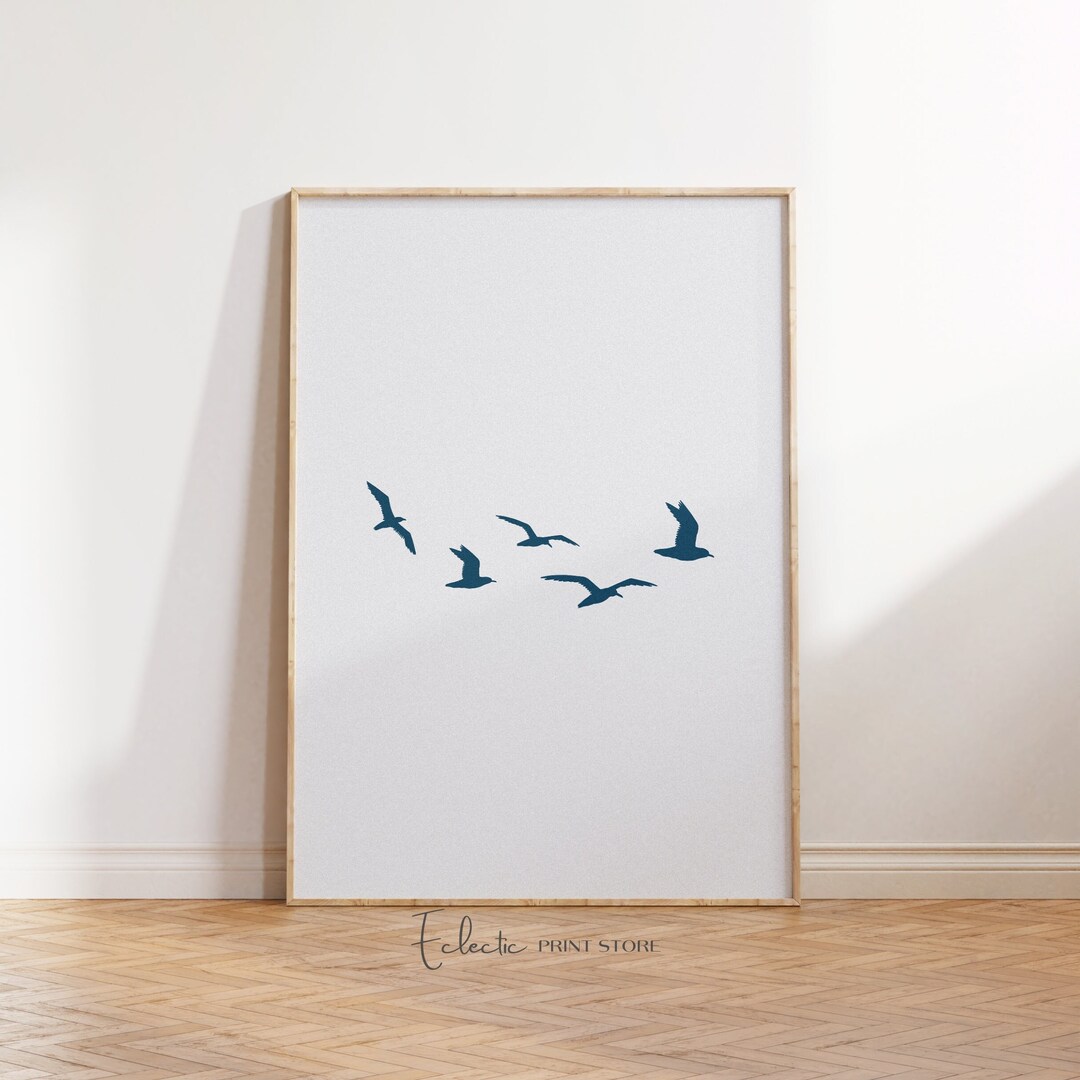Coastal Wall Art Seagull Print Minimalist Beach Decor Neutral Wall Art ...