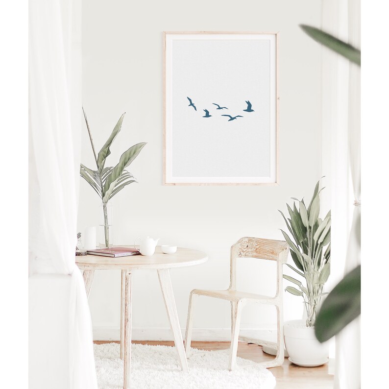 Coastal Wall Art Seagull Print Minimalist Beach Decor Neutral Wall Art ...