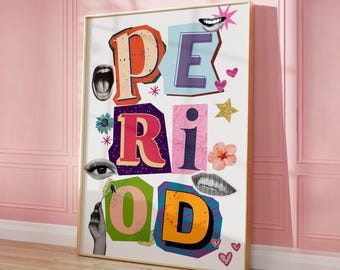 Dopamin Typografi Väggkonst Period Collage Poster Trendigt Statement Tryck Färgglad Popkonst Dekor Modern Citat Konst Omedelbar Digital Nedladdning