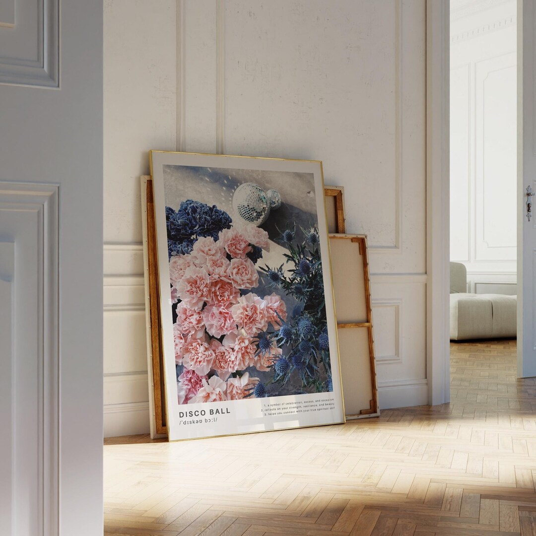 Preppy Disco Ball Print Disco Ball Spiritual Meaning Poster Vintage