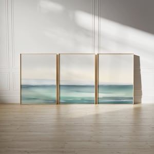 Watercolor Ocean Print Set of 3 Prints Living Room Decor Seaside Printable Wall Art Coastal Gallery Wall Set Instant Digital Download