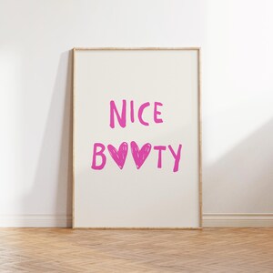 Funny Bathroom Wall Art Nice Booty Print Pink Bathroom Decor Cute Girly Bathroom Poster Toilet Humor Art Bathroom Printable Digital Download image 2