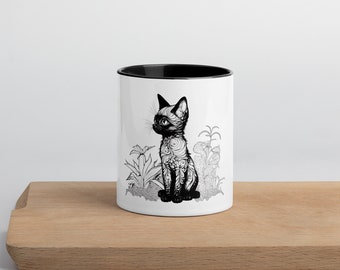 Bonita taza de café con gato atigrado de 325 ml (11 oz) - Regalo naranja para amantes de los gatos, adorable taza de gatito para mamá gata, cumpleaños de Navidad